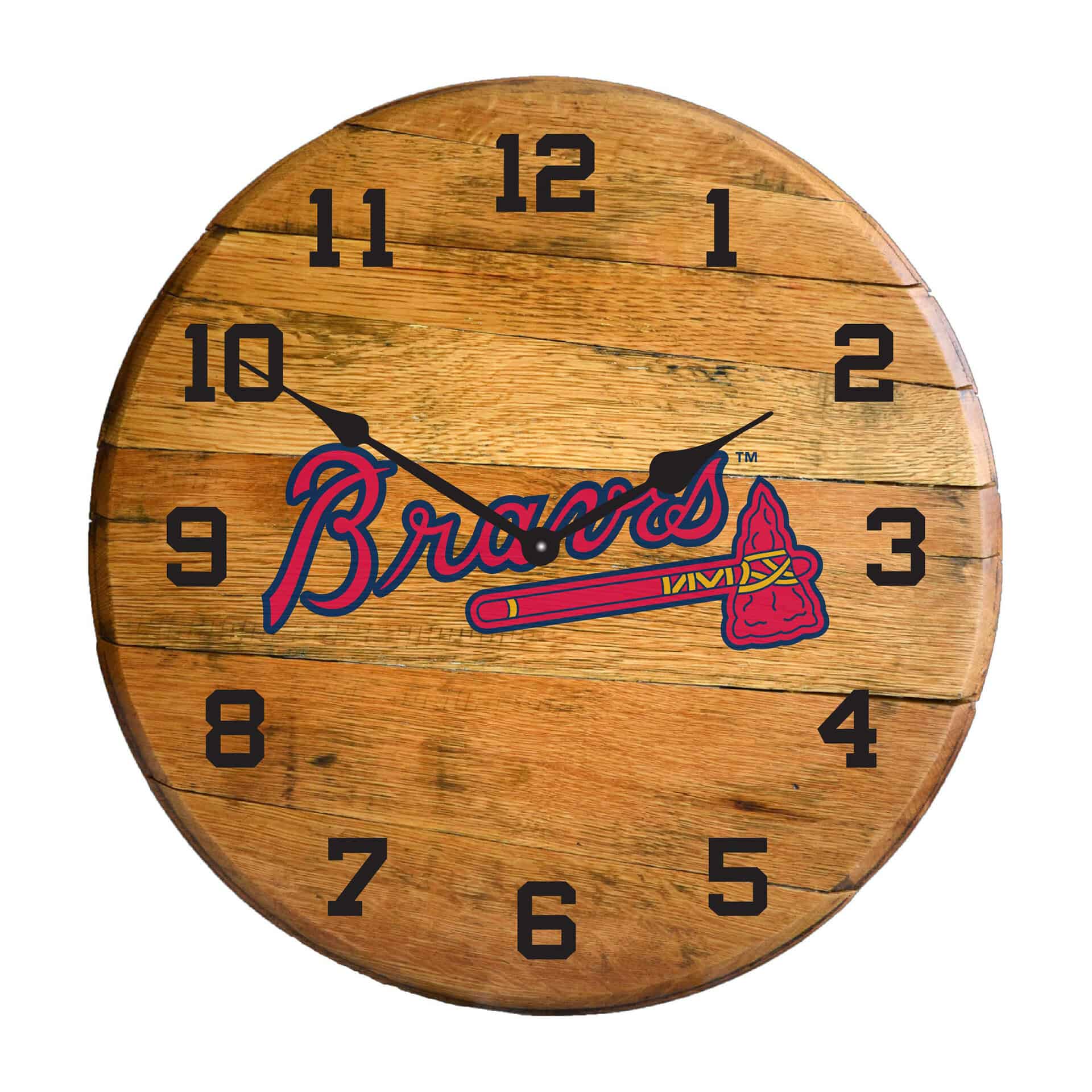 Atlanta Braves Oak Barrel Clock Officially Licensed MLB 2 Atlanta Braves Oak Barrel Clock Officially Licensed MLB - Image 2