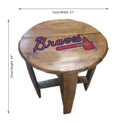 Atlanta Braves Oak Whiskey Barrel End Table