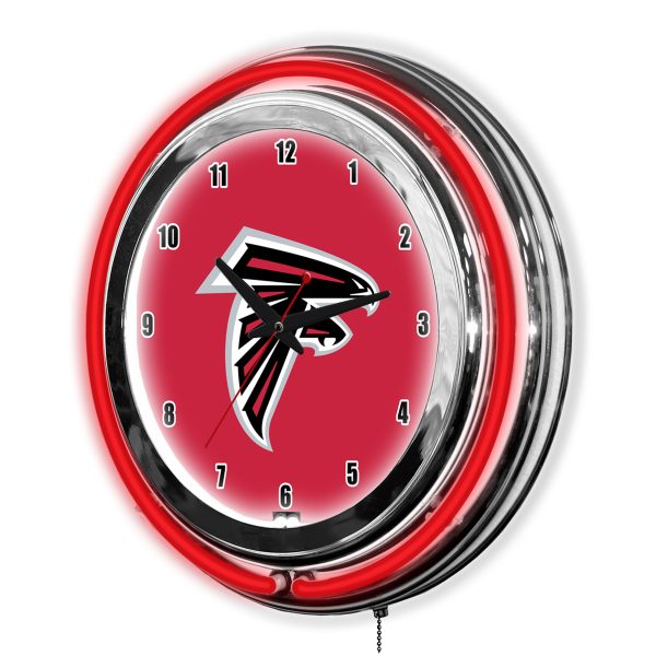 Atlanta Falcons 14 Inch Two Tone Neon Chrome Clock 1