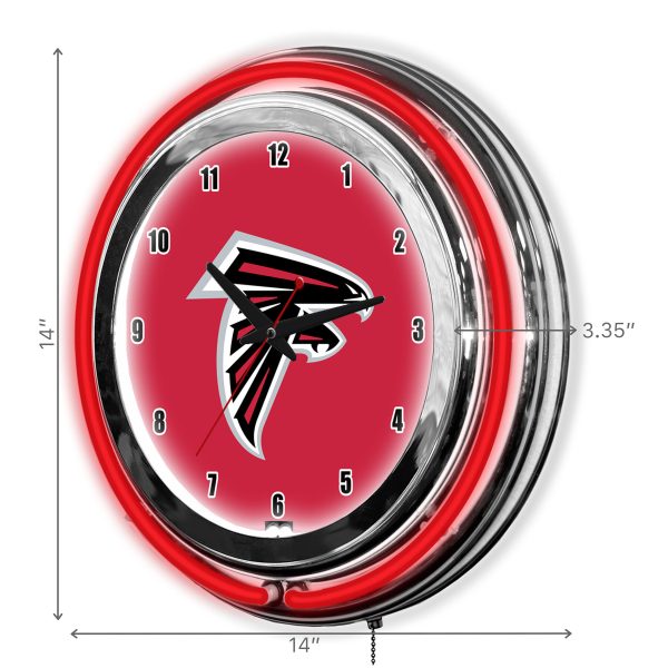 Atlanta Falcons 14 Inch Two Tone Neon Chrome Clock 3