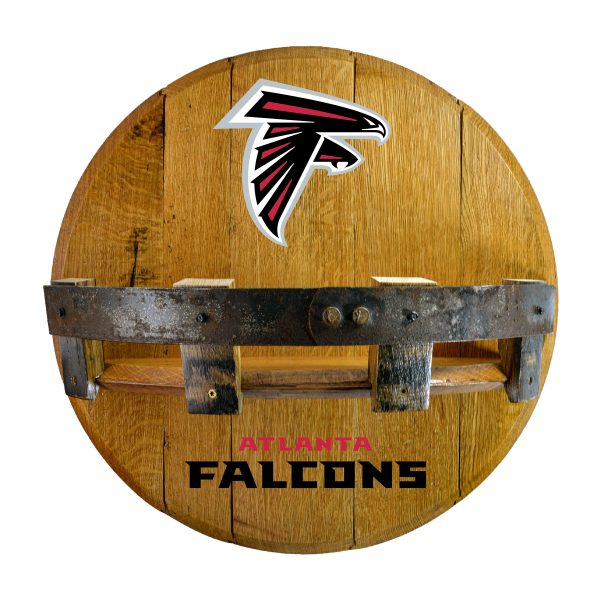 Atlanta Falcons Authentic Oak Whiskey Barrel Bar Shelf 1