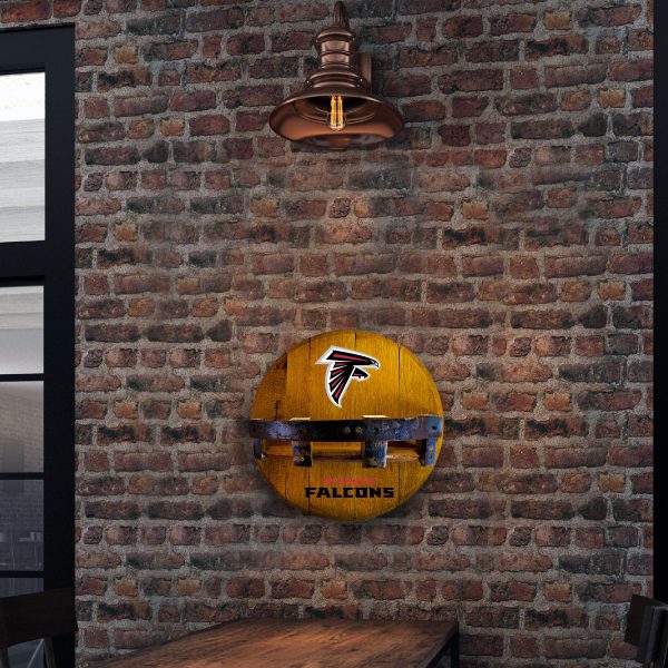 Atlanta Falcons Authentic Oak Whiskey Barrel Bar Shelf 2