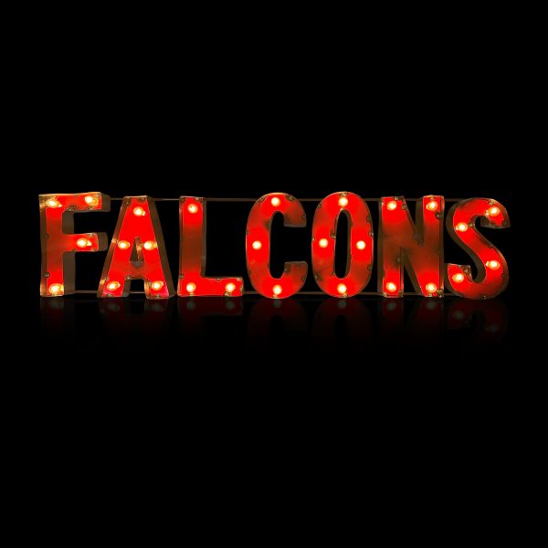 Atlanta Falcons Lighted Recycled Metal Wordmark Logo Sign 1