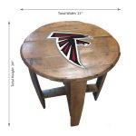 Atlanta Falcons Oak Whiskey Barrel Table NFL Officially Licensed