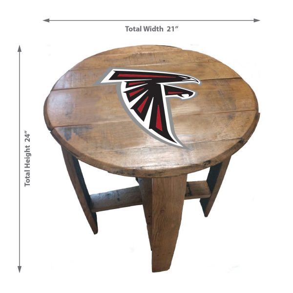 Atlanta Falcons Oak Whiskey Barrel Table NFL Officially Licensed 1