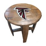 Atlanta Falcons Oak Whiskey Barrel Table NFL Officially Licensed