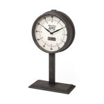 Attalack II Black Metal Round Face Table Clock