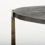 Atticus Black Wood and Antiqued Gold Metal Nesting Accent Tables (Set of 2)