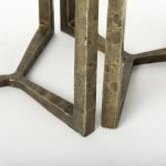 Atticus Black Wood and Antiqued Gold Metal Nesting Accent Tables (Set of 2)