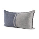 Aubrielle 14L x 26W Gray and Blue Fabric Color Blocked Decorative Pillow Cover