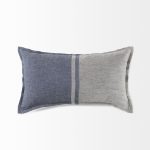 Aubrielle 14L x 26W Gray and Blue Fabric Color Blocked Decorative Pillow Cover