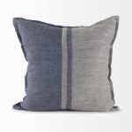 Aubrielle 20L x 20W Gray and Blue Fabric Color Blocked Decorative Pillow Cover