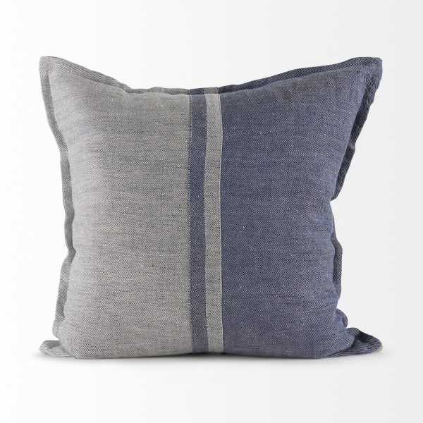 Aubrielle 20L x 20W Gray and Blue Fabric Color Blocked Decorative Pillow Cover 4