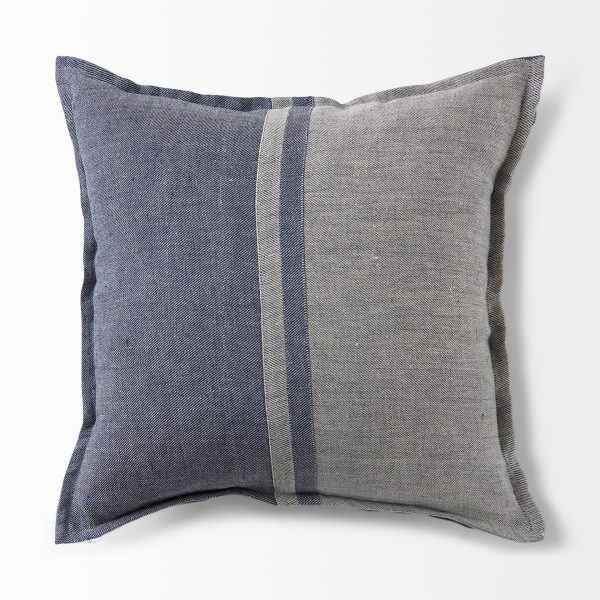 Aubrielle 20L x 20W Gray and Blue Fabric Color Blocked Decorative Pillow Cover 5