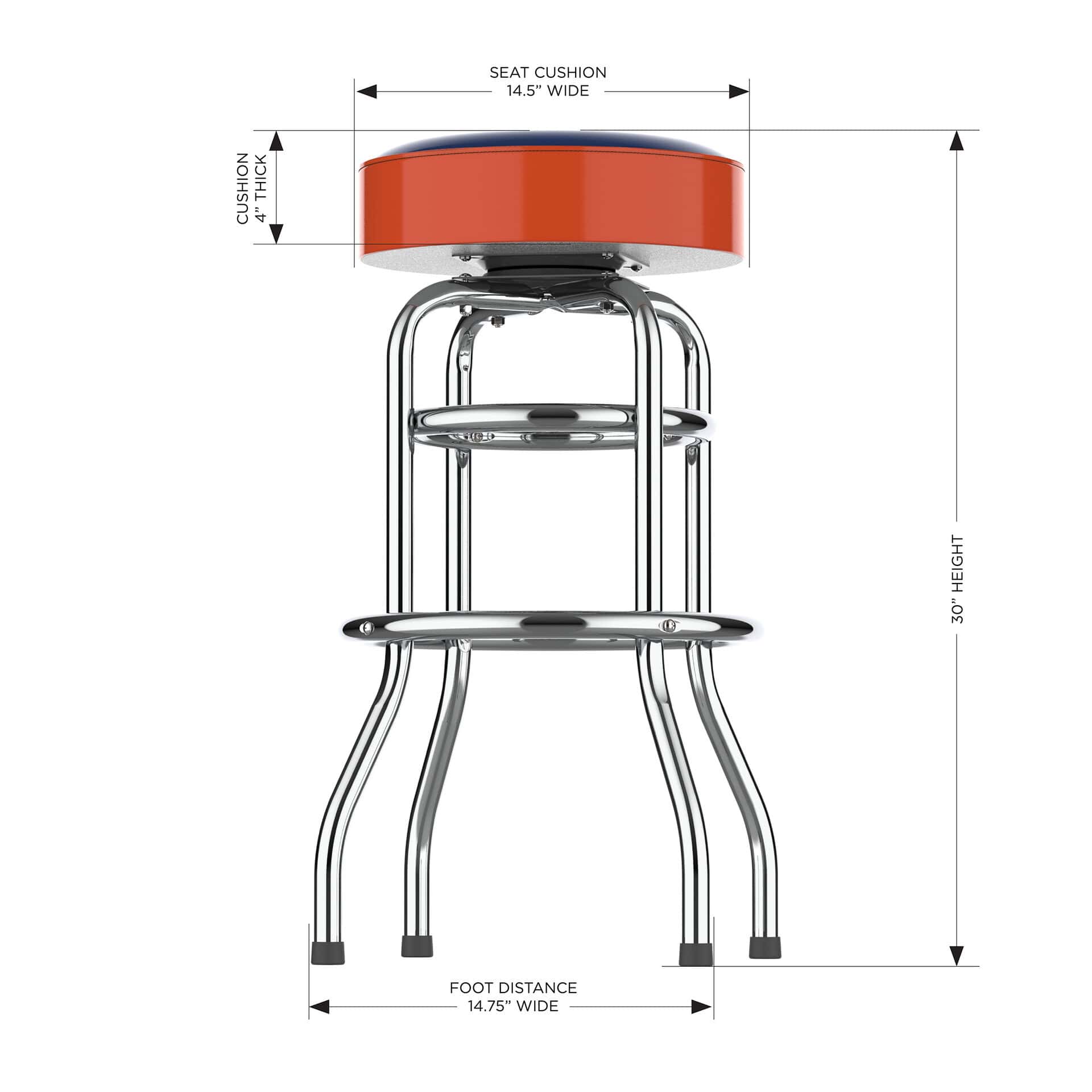 Auburn University Chrome Bar Stool 5 Auburn University Chrome Bar Stool - Image 5