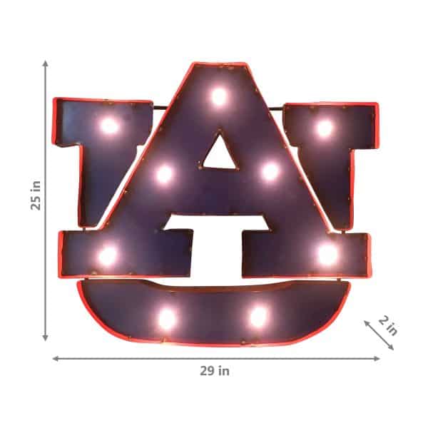 Auburn University Logo Lighted Recycled Metal Sign 1