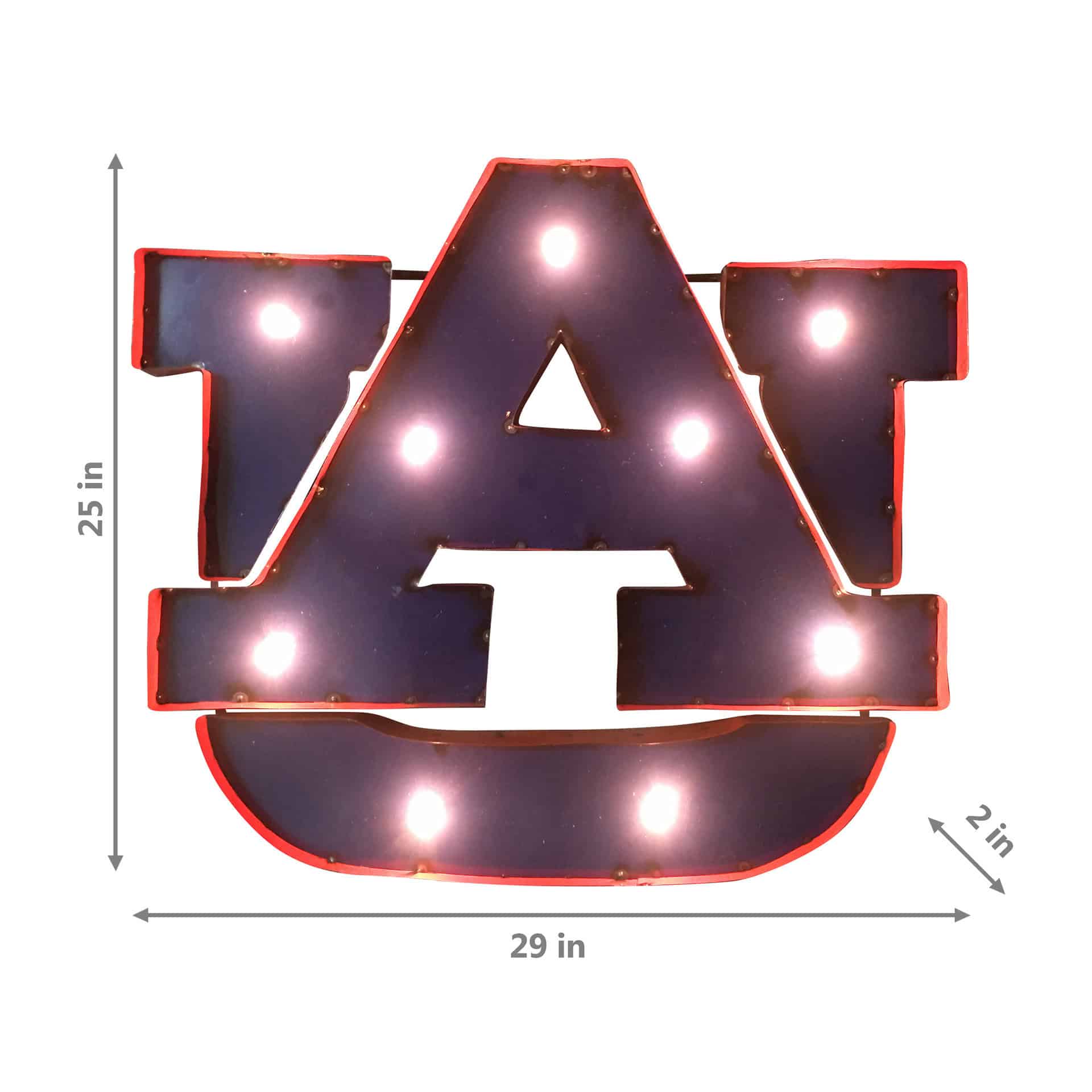 Auburn University Logo Lighted Recycled Metal Sign 2 Auburn University Logo Lighted Recycled Metal Sign - Image 2