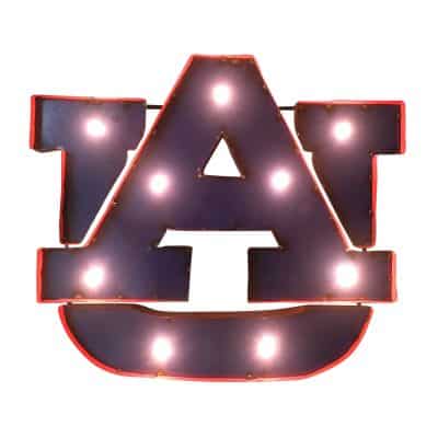 Auburn University Logo Lighted Recycled Metal Sign