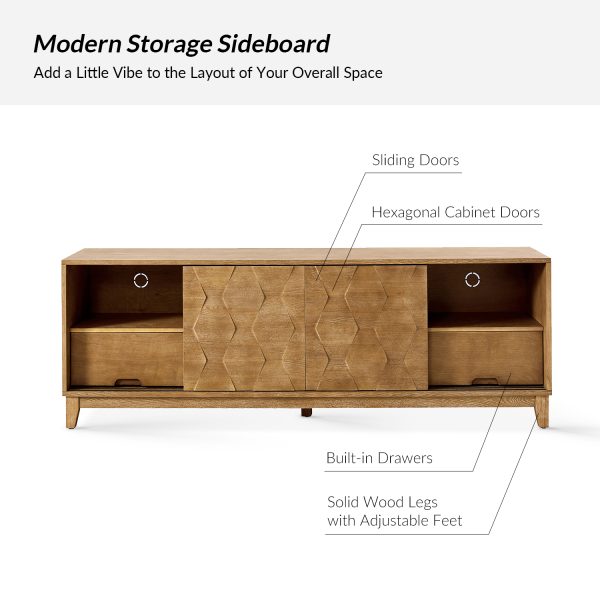 August Seadrift Hexagonal Door TV Stand for 78 inch TVs 3
