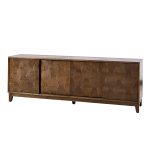 August Walnut 72-Inch Hexagonal Door Sliding Modern TV Stand 7 August Walnut 72-Inch Hexagonal Door Sliding Modern TV Stand