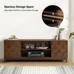 August Walnut 72-Inch Hexagonal Door Sliding Modern TV Stand 8 August Walnut 72-Inch Hexagonal Door Sliding Modern TV Stand