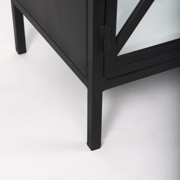Aurelia 79.0L x 16.0W x 33.0H Black and White Metal Four Door Glass Cabinet 11
