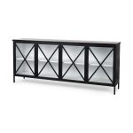 Aurelia 79.0L x 16.0W x 33.0H Black and White Metal Four Door Glass Cabinet
