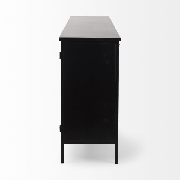Aurelia 79.0L x 16.0W x 33.0H Black and White Metal Four Door Glass Cabinet 4