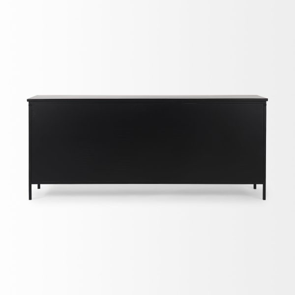 Aurelia 79.0L x 16.0W x 33.0H Black and White Metal Four Door Glass Cabinet 5