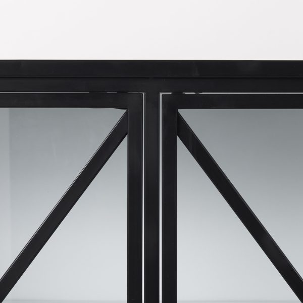 Aurelia 79.0L x 16.0W x 33.0H Black and White Metal Four Door Glass Cabinet 7