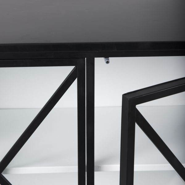 Aurelia 79.0L x 16.0W x 33.0H Black and White Metal Four Door Glass Cabinet 8