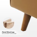 Aurelian Camel Genuine Leather Mid-Century Modern Armchair