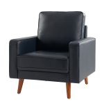 Aurelian Navy Genuine Leather Mid-Century Modern Armchair 5 Aurelian Navy Genuine Leather Mid-Century Modern Armchair