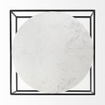 Austen 36L x 36W x 14.5H Round White Marble Top W/ Black Metal Frame Coffee Table