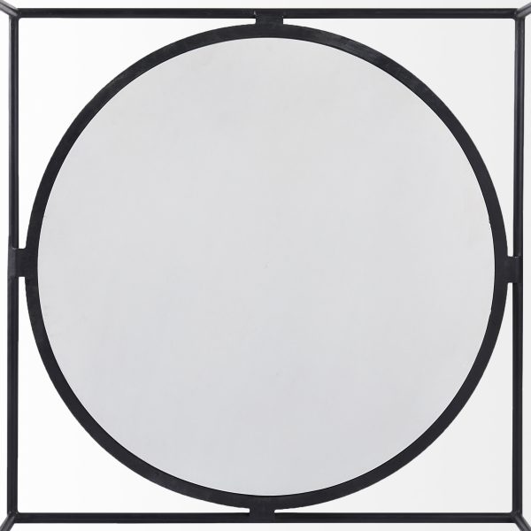 Austen 36L x 36W x 14.5H Round White Marble Top W Black Metal Frame Coffee Table 8