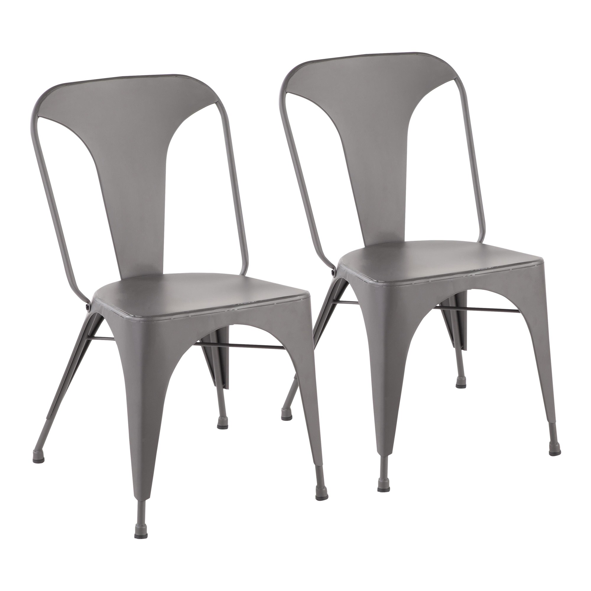Austin Matte Grey Industrial Dining Chairs (Set of 2) 2 Austin Matte Grey Industrial Dining Chairs (Set of 2) - Image 2