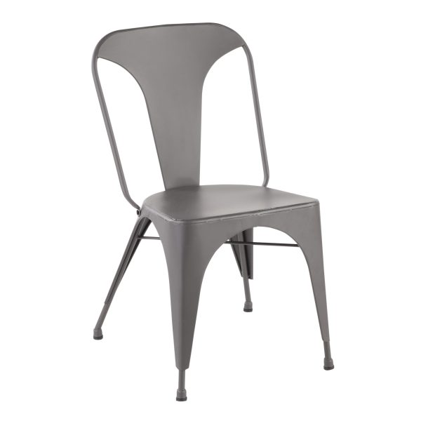 Austin Matte Grey Industrial Dining Chairs Set of 2 2