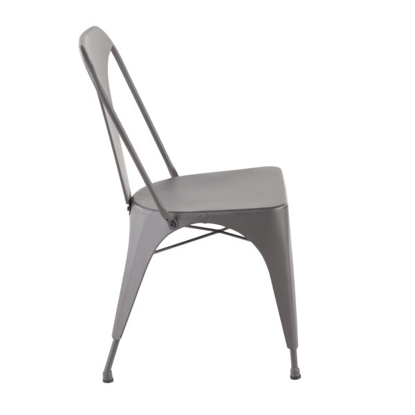 Austin Matte Grey Industrial Dining Chairs Set of 2 3
