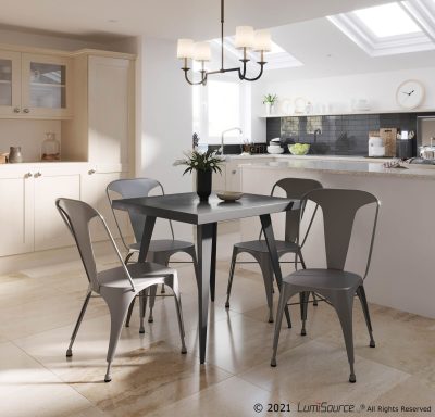 Austin Matte Grey Industrial Dining Chairs (Set of 2)