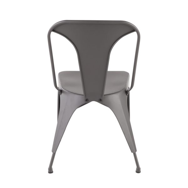 Austin Matte Grey Industrial Dining Chairs Set of 2 5