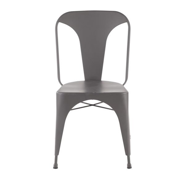 Austin Matte Grey Industrial Dining Chairs Set of 2 6