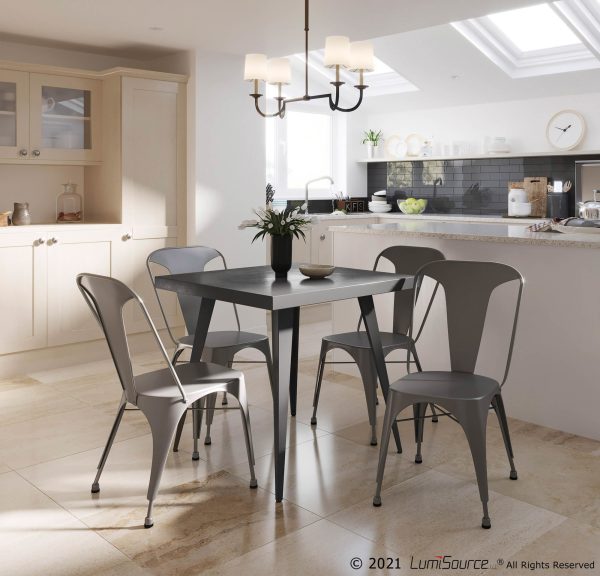 Austin Matte Grey Industrial Dining Chairs Set of 2