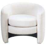White Boucle Modern Lounge Chair with Rounded Contour 7 White Boucle Modern Lounge Chair with Rounded Contour