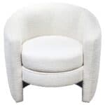 White Boucle Modern Lounge Chair with Rounded Contour 8 White Boucle Modern Lounge Chair with Rounded Contour