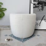 White Boucle Modern Lounge Chair with Rounded Contour 12 White Boucle Modern Lounge Chair with Rounded Contour