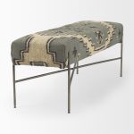 Avery I 55L x 17W Multi Colored Upholstered Patterned Seat Accent Bench