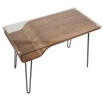 Avery Mid-Century Modern Walnut Desk with Glass Top