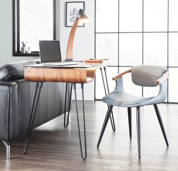 Avery Mid Century Modern Walnut Desk with Glass Top 4