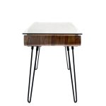 Avery Mid-Century Modern Walnut Desk with Glass Top