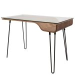 Avery Mid-Century Modern Walnut Desk with Glass Top